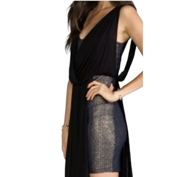 Free People Dress Eleanor Womens Blue S Grecian Draped Asymmetrical L Y2k Mini - Picture 1 of 16